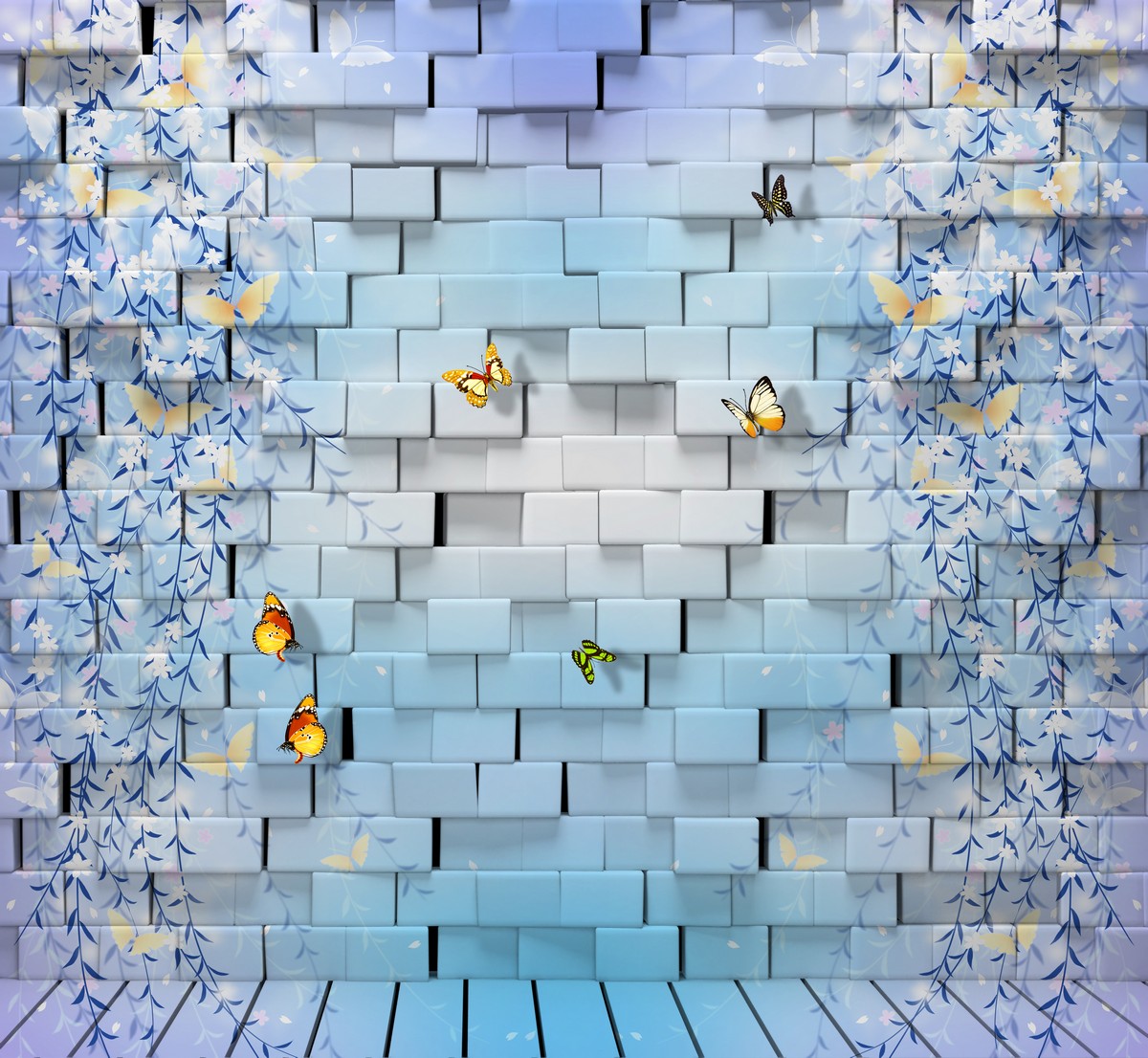 Фреска Цветочные водопаны в графике